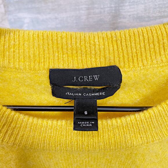 J CREW 100% Italian Cashmere Sweater Yellow 3/4 Sleeve Crewneck Womens Small - Picture 5 of 5
